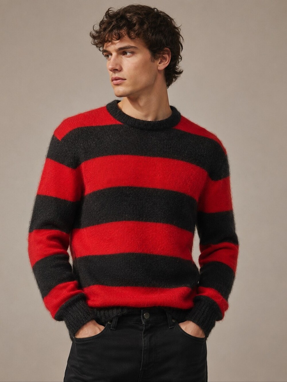 Marc by Marc Jacobs Mohair Stripe Sweater NWT Men's Size Medium Red Gray Lux
